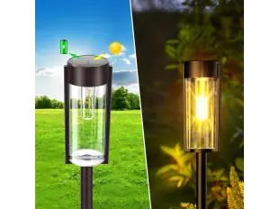 Ηλιακό φωτιστικό κήπου XF-2902 με ζεστό φως 3000K, μαύρο