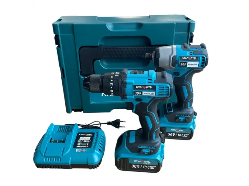 Ασύρματο σετ κατσαβιδιών και κρουστικών χωρίς ψήκτρες 36V 8Ah KraftRoyal - Μπλε Ασύρματο σετ κατσαβιδιών και κρουστικών χωρίς ψήκτρες 36V 8Ah KraftRoyal - Μπλε