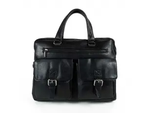 Μεγάλη ανδρική τσάντα από οικολογικό δέρμα σε μαύρο χρώμα