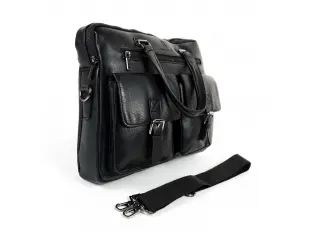 Μεγάλη ανδρική τσάντα από οικολογικό δέρμα σε μαύρο χρώμα