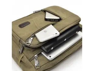 Πράσινη ανθεκτική ανδρική τσάντα - καμβάς