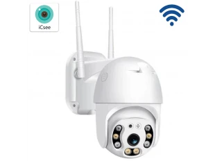 Εξωτερική περιστρεφόμενη κάμερα WiFi AI 5MP, ICSee, Λευκή