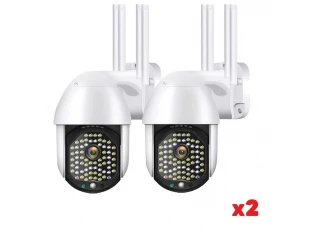 Σετ 2 τμχ. ΑΔΙΑΒΡΟΧΟ WIFI FULL HD 2.0MP 68 LED 320 ° ΠΕΡΙΣΤΡΟΦΙΚΗ ΚΑΜΕΡΑ ΜΕ ΠΑΡΑΚΟΛΟΥΘΗΣΗ ΚΙΝΗΣΗΣ