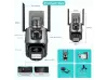Διπλή περιστρεφόμενη εξωτερική κάμερα WiFi AI 8MP με δύο φακούς, ICSee, Μαύρο
