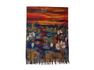 Διπλής όψης γυναικείο κασκόλ και γάντια - Claude Monet - Νούφαρα έκδ. 2