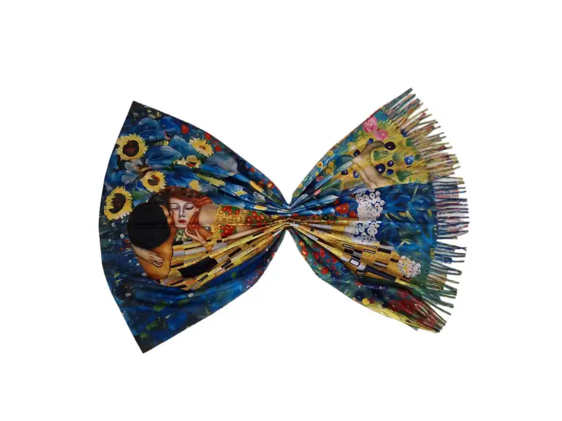 Διπλής όψης γυναικείο κασκόλ - Το φιλί στα ηλιοτρόπια Διπλής όψης γυναικείο κασκόλ - Το φιλί στα ηλιοτρόπια