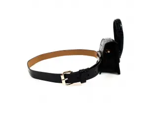 Μαύρη ζώνη από οικολογικό δέρμα με θήκη - Angela