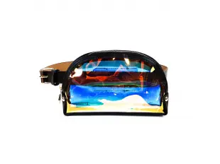 Μαύρη ζώνη από οικολογικό δέρμα με διαφανή θήκη - Emily