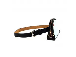 Μαύρη ζώνη από οικολογικό δέρμα με διαφανή θήκη - Emily