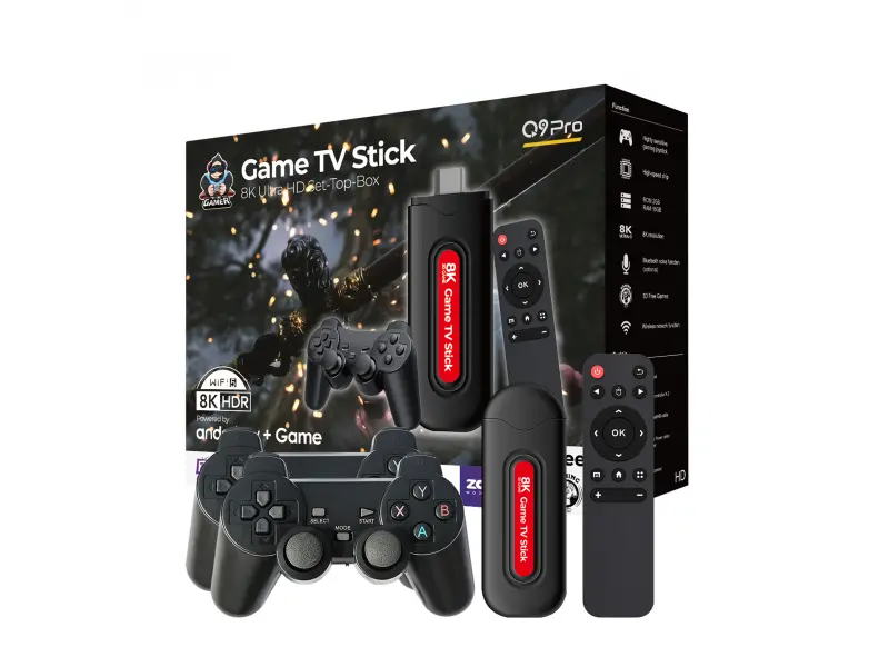 Κονσόλα παιχνιδιών Game Stick + Android TV Q9Pro 4K με πάνω από 49.000 ενσωματωμένα παιχνίδια και ασύρματα joystick Κονσόλα παιχνιδιών Game Stick + Android TV Q9Pro 4K με πάνω από 49.000 ενσωματωμένα παιχνίδια και ασύρματα joystick