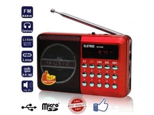 Μίνι στήλη Yuegan YG-011U με ραδιόφωνο FM MP3 player, κάρτα USB SD κόκκινη