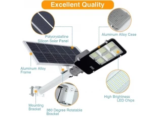 Ηλιακό φωτιστικό δρόμου με πάνελ και βάση JORTAN 1800W