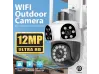 Τριπλή εξωτερική περιστρεφόμενη κάμερα WiFi AI 12MP με τρεις φακούς και 10x ZOOM, ICSee, Λευκό