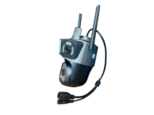 Τριπλή εξωτερική περιστρεφόμενη κάμερα WiFi AI 12MP με τρεις φακούς και 50 διόδους, ICSee, μαύρη