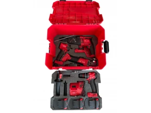 Κρουστικό δράπανο, γωνιακός τροχός, κλειδί και κατσαβίδι με 3 μπαταρίες 36V 8Ah και φορτιστή KraftRoyal