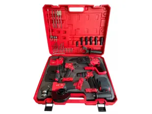 Κρουστικό δράπανο, γωνιακός τροχός, κλειδί και κατσαβίδι με 3 μπαταρίες 36V 8Ah και φορτιστή KraftRoyal