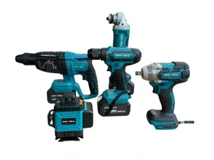 Σετ σφυροδράπανο μπαταρίας, γωνιακός μύλος, κλειδί, κατσαβίδι και λέιζερ κατασκευής 16 γραμμών