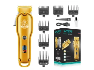 Clipper VGR 650, Ατσάλινη λεπίδα, οθόνη LCD, Έξι εξαρτήματα, Χρυσή