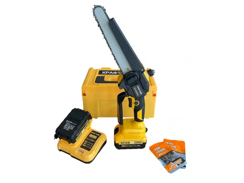 Ασύρματο αλυσοπρίονο 20cm με οθόνη και αυτόματη λίπανση KraftRoyal 36V 8AH + 2 αλυσίδες Ασύρματο αλυσοπρίονο 20cm με οθόνη και αυτόματη λίπανση KraftRoyal 36V 8AH + 2 αλυσίδες