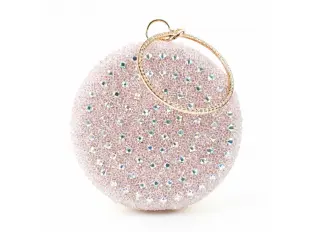 Λαμπερή ροζ στρογγυλή τσάντα