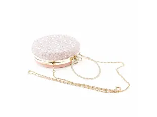 Λαμπερή ροζ στρογγυλή τσάντα