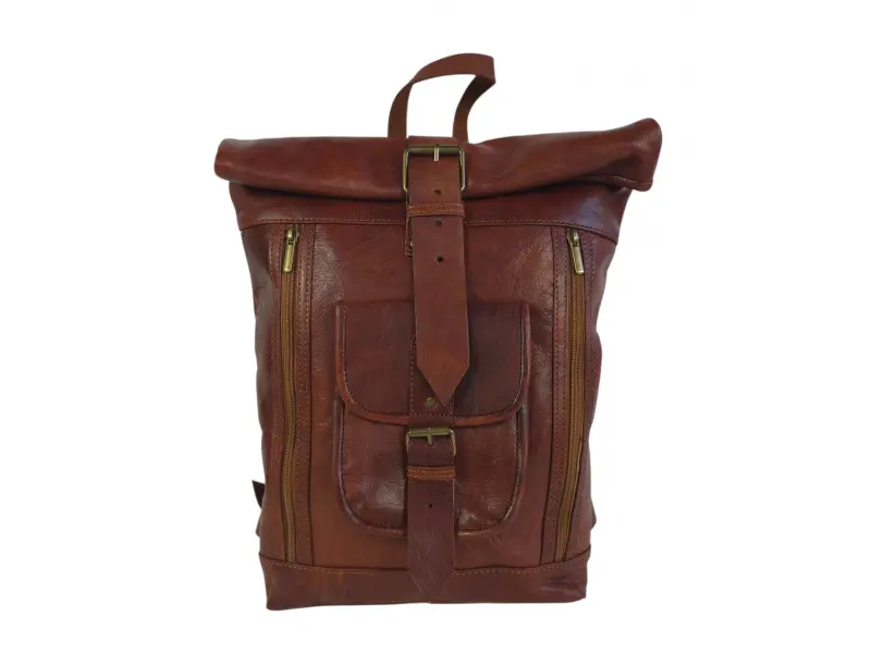 Καφέ δερμάτινο σακίδιο πλάτης - Greka Καφέ δερμάτινο σακίδιο πλάτης - Greka