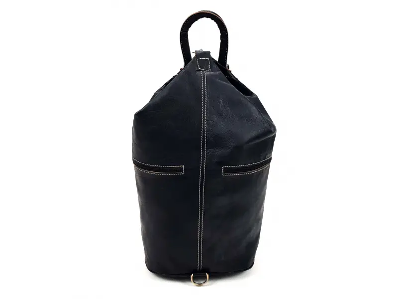 Μαύρο δερμάτινο σακίδιο πλάτης - Leila Μαύρο δερμάτινο σακίδιο πλάτης - Leila