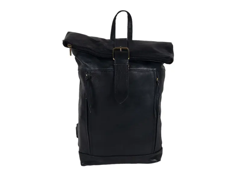 Μαύρο δερμάτινο σακίδιο πλάτης - Moris Μαύρο δερμάτινο σακίδιο πλάτης - Moris