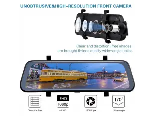 Καθρέφτης DVR 10 ιντσών με οθόνη αφής και κάμερα οπισθοπορείας