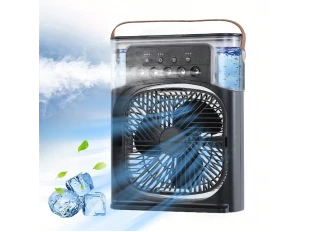 Μίνι Φορητό Κλιματιστικό & Ανεμιστήρας / Air cooler Υγραντήρας Υδρονέφωσης με Φωτισμό LED - Μαύρος
