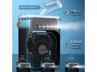 Μίνι Φορητό Κλιματιστικό & Ανεμιστήρας / Air cooler Υγραντήρας Υδρονέφωσης με Φωτισμό LED - Μαύρος - Λευκό