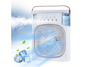 Μίνι Φορητό Κλιματιστικό & Ανεμιστήρας / Air cooler Υγραντήρας Υδρονέφωσης με Φωτισμό LED - Μαύρος - Λευκό