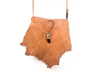 Μεγάλη ανοιχτό καφέ τσάντα - φύλλο