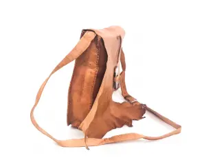 Μεγάλη ανοιχτό καφέ τσάντα - φύλλο