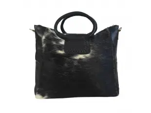 Δερμάτινη τσάντα χειρός με γούνα