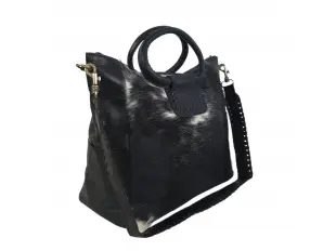 Δερμάτινη τσάντα χειρός με γούνα