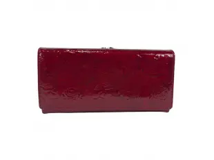 Κόκκινο λουστρίνι πορτοφόλι με κλιπ - τριαντάφυλλα