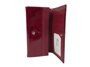 Κόκκινο λουστρίνι πορτοφόλι με κλιπ - τριαντάφυλλα