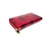 Κόκκινο πορτοφόλι με φερμουάρ από λουστρίνι - πεταλούδες