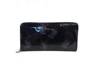 Μαύρο λουστρίνι πορτοφόλι με πεταλούδες