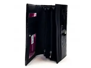 Μαύρο λουστρίνι πορτοφόλι - πεταλούδες