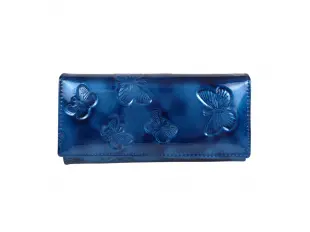Μπλε λουστρίνι πορτοφόλι με πεταλούδες