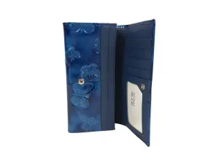 Μπλε λουστρίνι πορτοφόλι με πεταλούδες