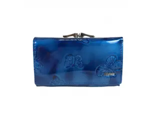 Μπλε λουστρίνι πορτοφόλι με πεταλούδες - Meras