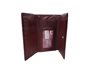 Πορτοφόλι από λουστρίνι σε μπορντό χρώμα μεσαίου μεγέθους