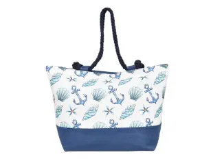 Μπλε τσάντα θαλάσσης με κοχύλια και άγκυρες