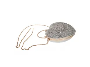 Ασημένια τσάντα με μαργαριτάρια - καρδιά