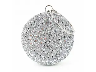 Λαμπερή ασημένια στρογγυλή τσάντα