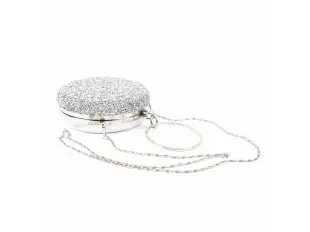 Λαμπερή ασημένια στρογγυλή τσάντα