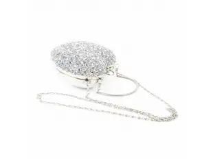 Λαμπερή ασημένια τσάντα - καρδιά